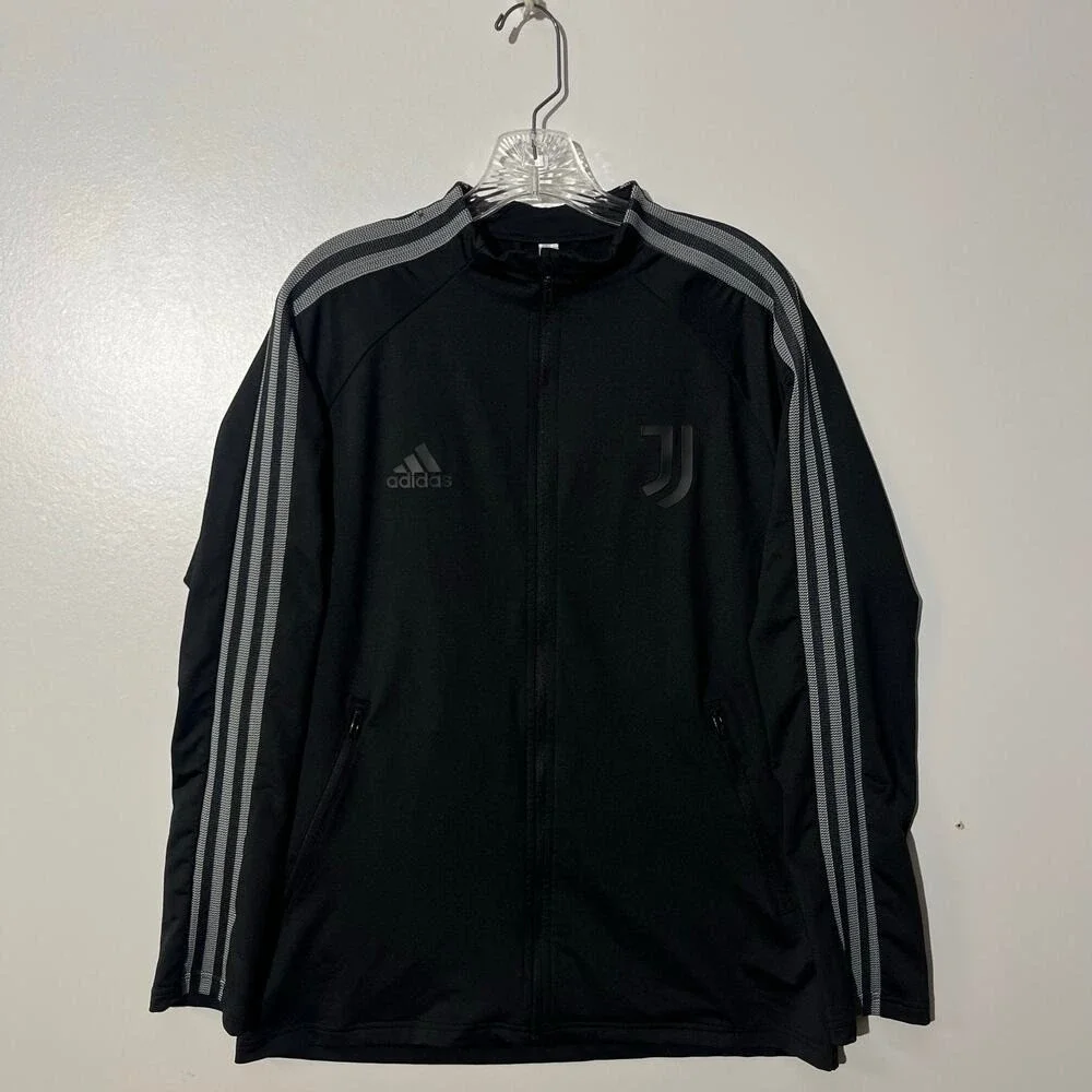 Adidas Juventus‎ Mens Track Jacket Black Gray Full Zip Soccer FI4884 Size M